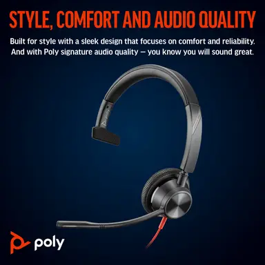 HP Poly Blackwire 3315 Monaural USB-C Headset +3.5MM Plug +USB-C/A Adapter, image 8