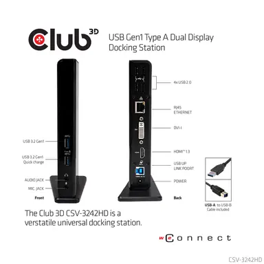 Club 3D B.V USB GEN1 Type A Dual Display Docking Station, image 7