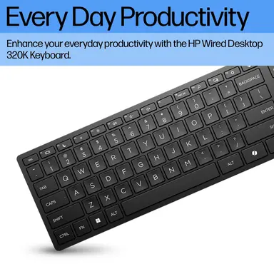 HP Wired Desktop 320K Keyboard - Enjoy a Comfortable Fit with a Reduced-Sized KE, image 7