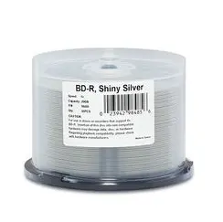 Verbatim Americas Verbatim BD-R 25GB 16X Shiny Silver Silk Screen Printable, Hub PRINTABLE-50PK SP