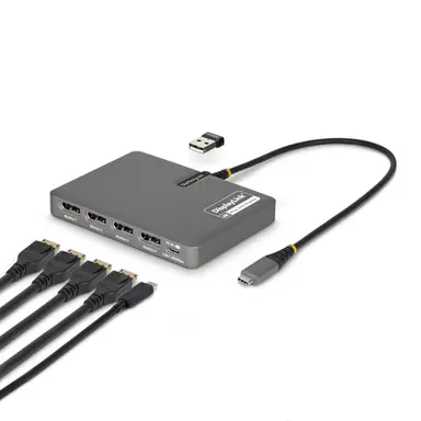 StarTech.com USB-C to Quad-Monitor Workstation Adapter, 4K 60HZ DisplayPort, 140W PD Passthro, image 4