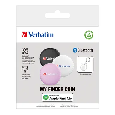 Verbatim Americas Myfinder Coin Bluetooth Item Finder 3PK - Black, White, Purple, image 8