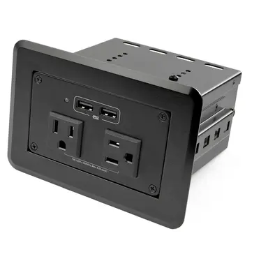 STARTECH.COM Dual Conference Table Power Outlet Box with 2X 2.4 Amp USB
