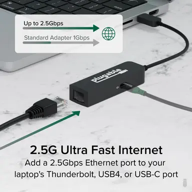 Plugable Technologies Plugable USB C to Ethernet Adapter 2.5GB with 100W USB-C PD Charging, 2.5 Gigabi, image 7