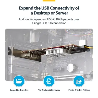 StarTech.com 4-Port USB Type-C PCIe Card, USB 3.2 10GBPS, USB-C PCI Express 3.0 Expansion, image 6