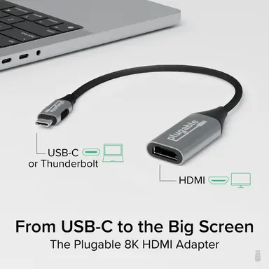 Plugable Technologies Plugable USB C to HDMI Adapter, 8K 60HZ or 4K 144HZ Type C USB to HDMI Adapter F, image 6
