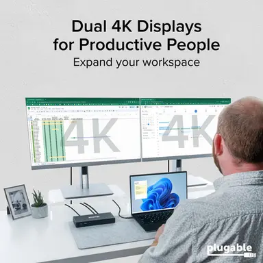 Plugable Technologies Plugable USB C Docking Station Dual Monitor 2 HDMI Ports, Power Delivery Dock DU, image 5