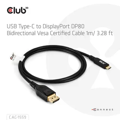Club 3D B.V DP80 DisplayPort to C 1M/3.28FT Cable, image 7