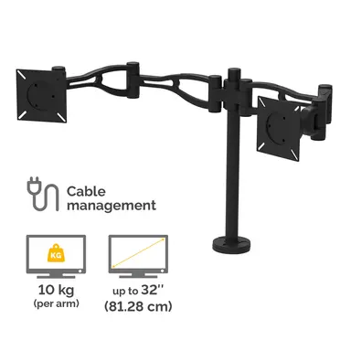 Fellowes Professional Series Depth Adjustable Dual Monitor Arm Features Two Monitor Arms, image 7