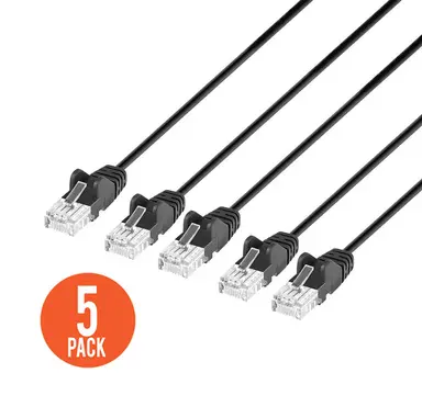Intellinet Cat6 U/UTP Slim Network Patch Cable, 25 FT., Black, 5-Pack, image 6