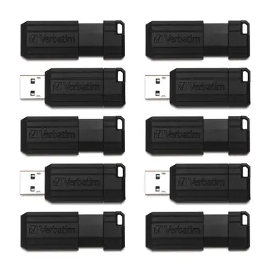Verbatim Americas 64GB Pinstripe USB Flash Drive - Business 10PK - Black