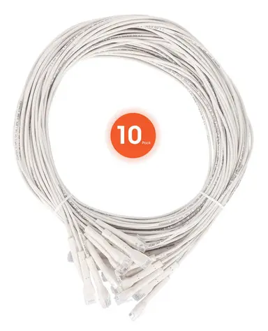 Intellinet Cat6 U/UTP Flexiboot Slim Network Patch Cable, 1 FT., White, 10-Pack