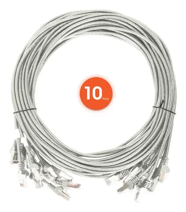 Intellinet Cat6 U/UTP Slim Network Patch Cable, 0.5 FT., Gray, 10-Pack