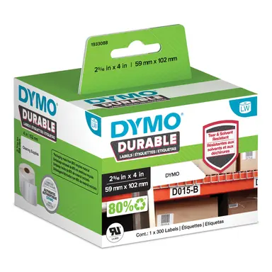 Dymo LW Durable 2-5 16 in X 4 in White Poly, 300 Labelsmaterial: Coated Polypropyl