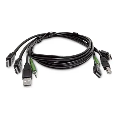 StarTech.com 6 ft (1.8 m) Dual-HDMI KVM Cable, USB 2.0, 3.5MM Audio, Universally Compatible Com