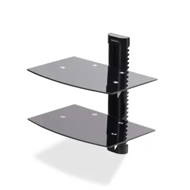 StarTech.com Dual Floating Wall-Mounted AV Shelves, Adjustable Height Shelf for Under TV, Org