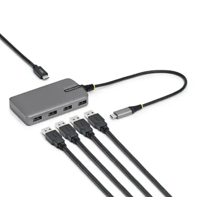 4-PORT USB-C Hub 5GBPS Bus Powered USB C to 4X USB-A Hub with USB-C Auxiliary
