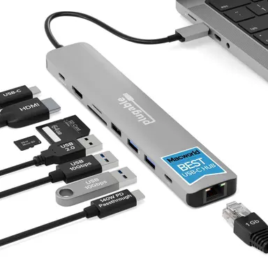 Plugable Technologies Plugable USB C Hub Multiport Adapter (9-in-1) 140W Power Delivery Charging, 4K 6