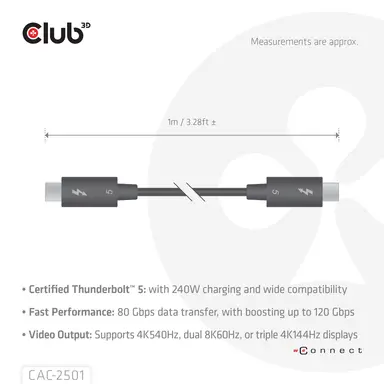 Club 3D B.V USB Type C Cable USB80 1.2M/3,94FT Whit, image 8