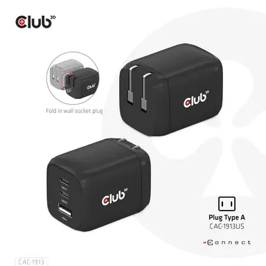 Club 3D B.V 65W Gan 3X Port Travel Charger, image 6