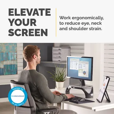 Fellowes Elevate Your Display to Comfortable Viewing Height to Help Prevent Neck Strain., image 6