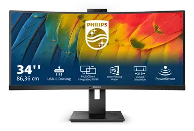 Philips 34 in Curved Monitor, LED, WQHD (3440 × 1440), USB-C, Webcam, image 6