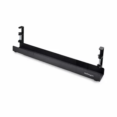 StarTech.com Under Desk Cable Management Tray, Length Adjustable Cable Organizer, Clamp-on