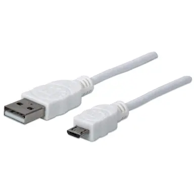Manhattan - Strategic 3.3 FT USB 2.0 CBL Am-Micro BM WHT