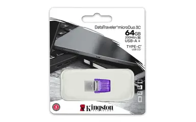 Kingston 64GB Datatraveler Microduo 3C 200MB/S Dual USB-a + USB-C, image 6