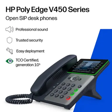 HP Poly Edge V450 Opensip Deskphone with Power Supply HP Poly Edge V450 Opensip, image 4