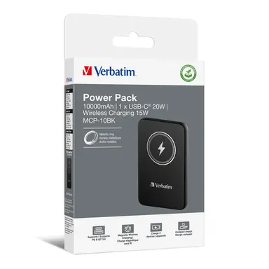 Verbatim Americas Charge N Go Magnetic Wireless Power Bank 10000 Mah - Black, image 6