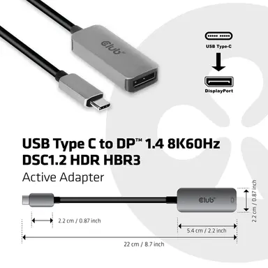 Club 3D B.V Club 3D USB Type C to DisplayPort 1.4 Adapter 8K60HZ. with DSC1.2 HBR3., image 7