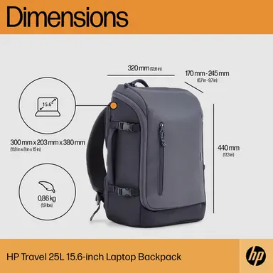 HP TRVL 25L 15.6 Iron Graylaptopbackpack, image 6