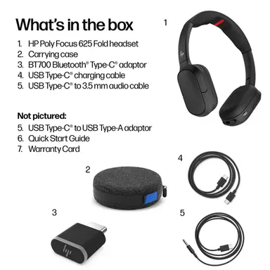 HP Poly Focus 625 Headset + Wireless Charge Stand HP Poly Focus 625 Headset + WI, image 6