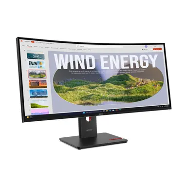 Lenovo T34WD-40, 34 Inch WQHD Curved Docking Monitor with LTS Stand with Phone Slot, up, image 8