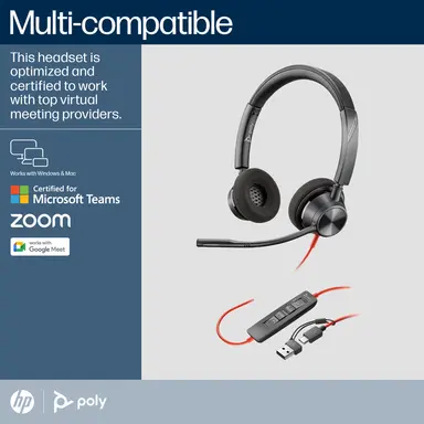 HP Poly Blackwire 3320 Stereo Microsoft Teams Certified USB-C Headset +USB-C/A, image 7