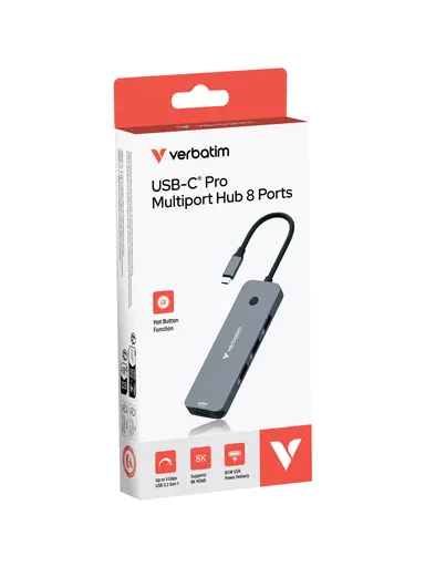 Verbatim Americas USB-C Pro Multiport Hub CMH 08 8-Ports, image 6