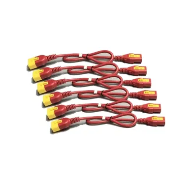 APC by Schneider Electric Power Cord Kit (6 EA), Locking, C13 to C14, 0.6 m, North America, Red