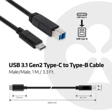 Club 3D B.V USB 3.1 GEN2 C to B Cable 1M/3.3FT, image 7