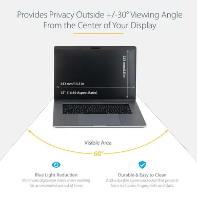StarTech.com 15 Inch MacBook Pro/Air Laptop Privacy Screen Filter 16:10 for Security Outside, image 7