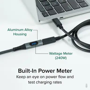 Plugable Technologies Plugable USB C Extension Cable 3.3 FT, Digital Power Meter Tester Supports Fast, image 7
