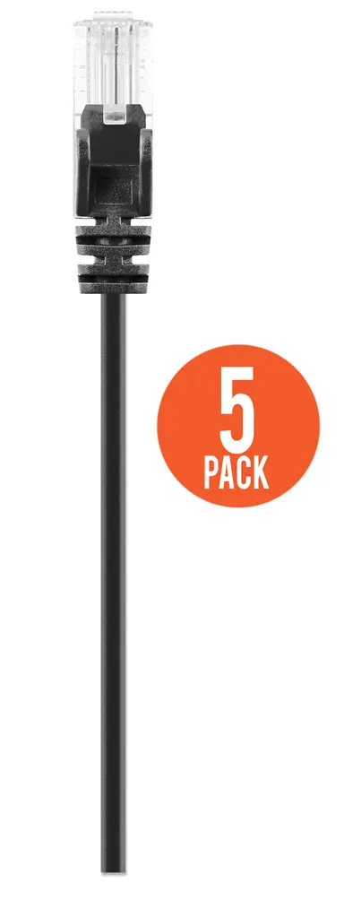 Intellinet Cat6 U/UTP Slim Network Patch Cable, 25 FT., Black, 5-Pack, image 8