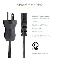 StarTech.com 15 ft (4.5 m) 18AWG Hospital Grade Power Cord W/ NEMA 5-15P and IEC C13 Connectors, image 7