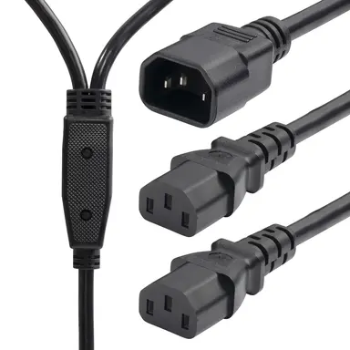 StarTech.com 6 ft (1.8 m) Power Cord Splitter, IEC 60320 C14 to 2X IEC 60320 C13 10A 250V, 18AW
