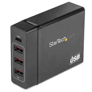 StarTech.com 72W USB Charging Station W/ 1X USB-C PD 3.0 (60W) and 3X USB-a BC 1.2 (12W) Fast