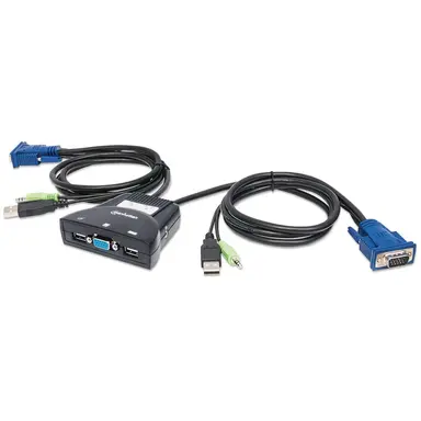 Manhattan - Strategic 2-Port Mini KVM Switch 2-Port USB, Audio Support Black