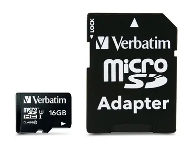 Verbatim Americas microSDHC 16GB Class 10 W Adapter