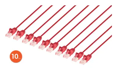 Intellinet Cat6 U/UTP Slim Network Patch Cable, 1.5 FT., Red, 10-Pack, image 6