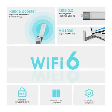 Omada Networks BY TP Link AX1800 High Gain Wireless USB ADAPTER., image 4