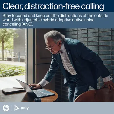 HP New Poly Voyager Free 60+ UC Carbon Black Earbuds +BT700 USB-C Adapter +TOUCHSCR, image 6